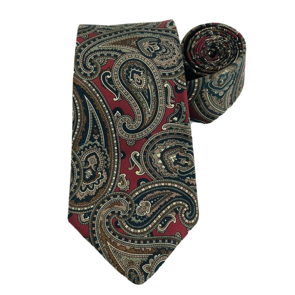 Men's 100% Silk Necktie Tie Classic Maroon Paisley